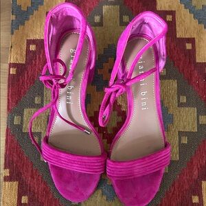 Gianni Bini Fuchsia Suede Ankle-Tie Heels